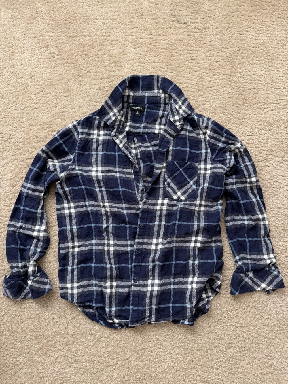 Navy Blue Plaid Flannel